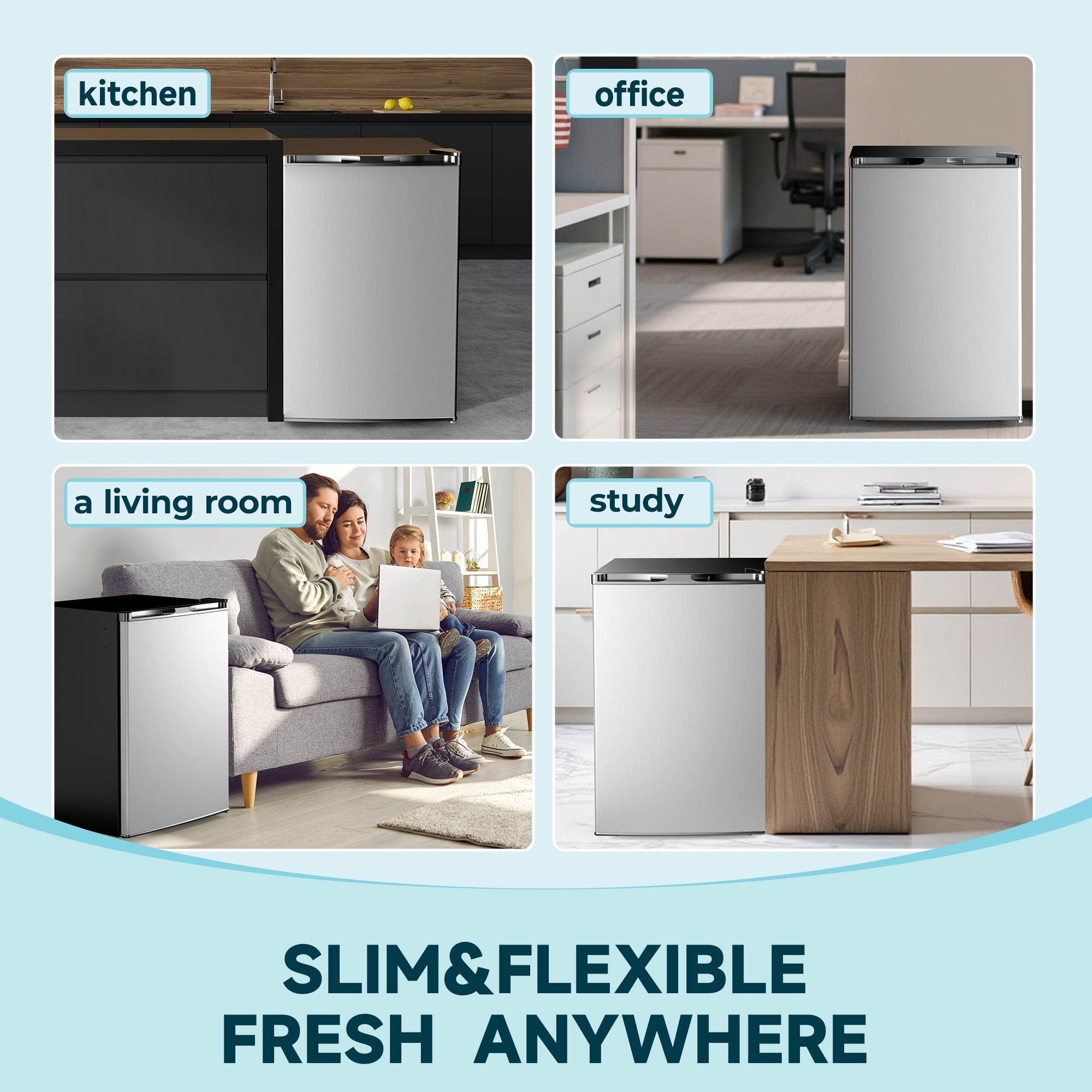Simzlife 3.0 Cu.ft Upright Freezer,Single Door Compact Design,Reversible Stainless Steel Door,Suitable for Home,Dorm,Apartment and Office,Silver