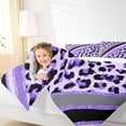 thumbnail image 3 of Homewish Dreamy Purple Polkadots Queen Comforter Set, Leopard Cheetah Print Bedding Sets, Modern Fashion Bedding Comforter Set, Super Cozy Room Decor, 3 Pieces, 3 of 8
