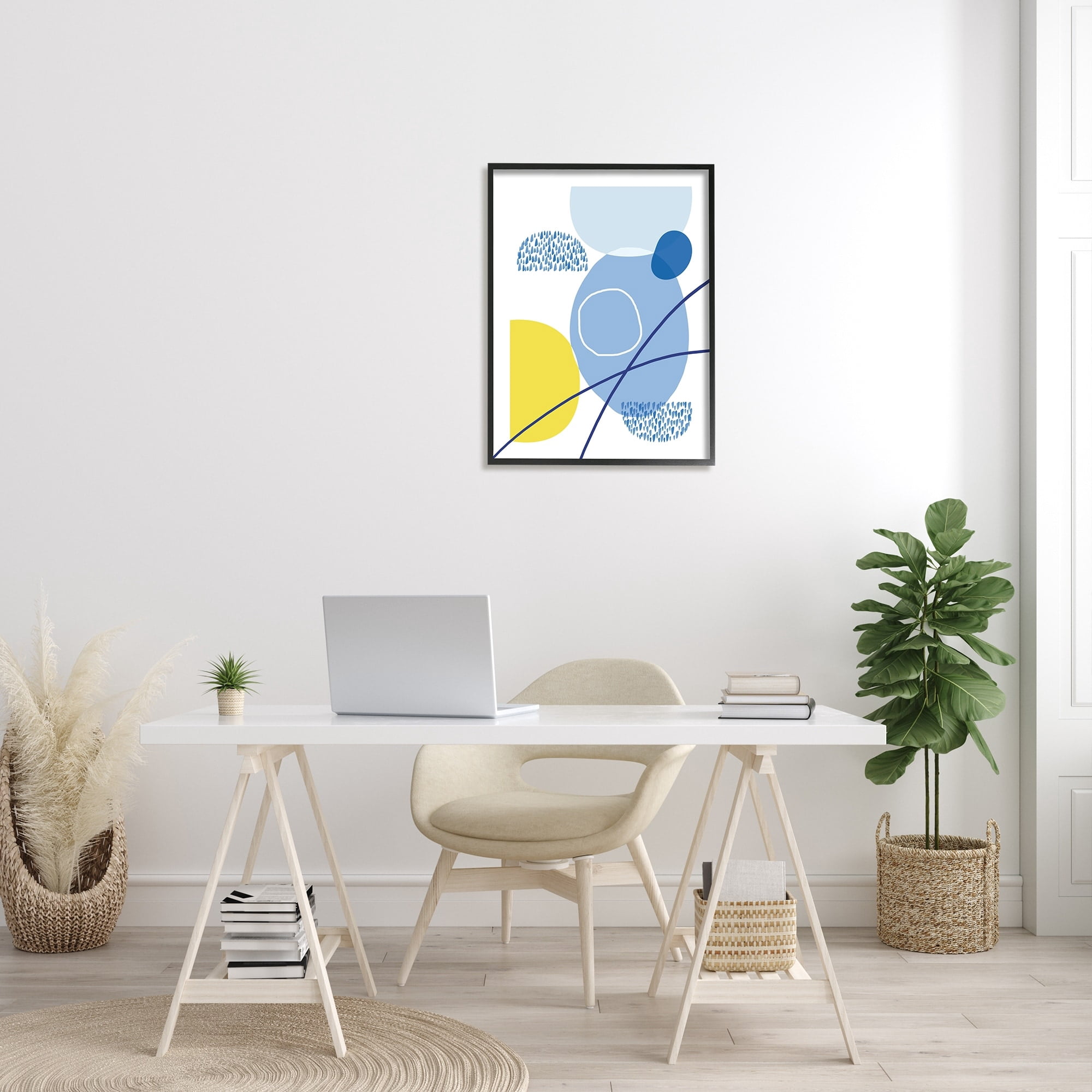 Stupell Industries Rainy Day Modern Shape Abstraction Blue Yellow Curves, 24 x 30, Design by Urban Epiphany