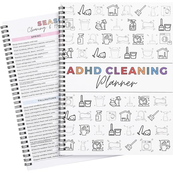 Adhd Cleaning Planner - Reusable Cleaning Schedule Checklist for Adults Women Teens, Daily Weekly Monthly Household Organizer, Undated Home Chore Chart Notebook