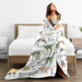 thumbnail image 5 of Watercolor Dinosaur Alphabet Fleece Throw Blanket Ultra Soft Cozy Blooming Decorative Flannel Blanket All Season for Home Couch Bed Chair Travel 40x50in, 5 of 6