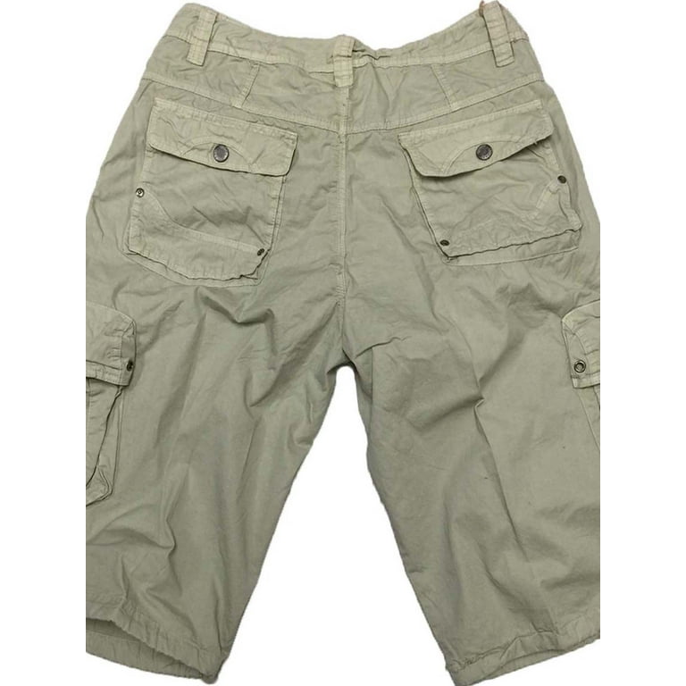 Stone Touch Men's Cargo Shorts, White + Stone color 2 pc