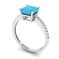 thumbnail image 2 of 2.7 ct Cushion Cut Simulated Turquoise Solitaire with Accents Engagement Ring for Women in 18K White Gold, 2 of 5
