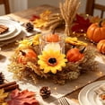thumbnail image 6 of Fall Table Candle Rings,11" Artificial Maple Leaf Pumpkin Centerpiece Candleholder Wreath Thanksgiving Flower Harvest Farmhouse Decor, 6 of 6