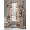 thumbnail image 4 of Sweet Home Sheer Curtains 96 Inch Length 2 Panels Set Window Treatments, Western Stars Bird Houses Brown Wooden Grain Rod Pocket Semi Curtains for Living Room/Bedroom/Kitchen Décor, 104"W x 96"L, 4 of 7