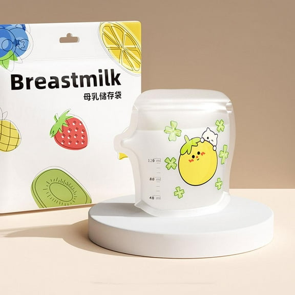 DLQT (30 Pieces) Orange Hukou Milk Storage Bag Breast Milk Storage Bag Small Capacity Fresh-Keeping Bag 200ml Milk Storage Bag Disposable Freezer Bag Storage Portable
