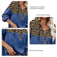 thumbnail image 2 of Pullover , Polyester Fiber Leopard Print Hooded Sweatshirt V Neck  For Spring Fall Winter Khaki,Gray,Black,Blue, 2 of 5