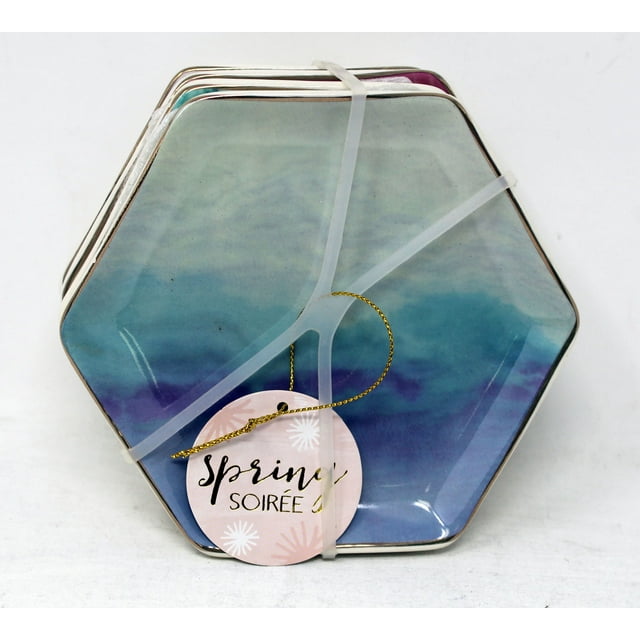 Jay Imports Assiettes à Collation Empilables Octogonales pour Soirée du Printemps 4 Pcs