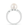 thumbnail image 2 of ANGARA Solitaire Freshwater Cultured Pearl Bypass Ring with Diamonds in 14K White Gold for Women | June Birthstone, Birthday, Anniversary, Jewelry Gift for Women | Natural Pearl Ring, 2 of 8