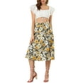 thumbnail image 2 of INSPIRE CHIC Women's High Waisted Split Hem A-Line Floral Skirts, 2 of 5