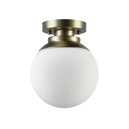 Globe Electric Portland 1-Light Brass Semi-Flush Mount Ceiling Light, 65792