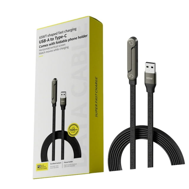 Cable USB de carga rápida 2 en 1 con soporte ajustable para el teléfono, manos libres, para cargar dispositivos en el escritorio, la mesita de noche o la cocina
