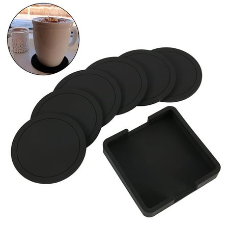 

AoHao 7pcs Silicone Coasters Drink Coasters with Holder Non-Slip Cup Mat Tabletop Protection Pad for Coffee Beer Wine Bottle