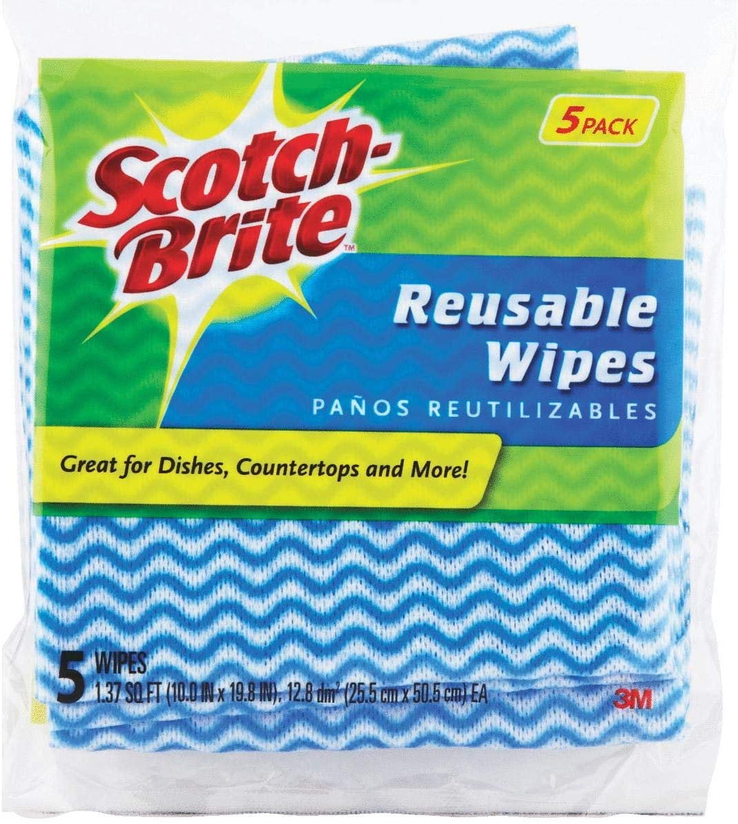 Scotch Brite Wipes, Reusable, 5 Pack - 5 wipes