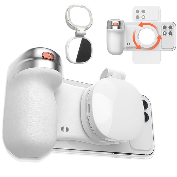 Magnetic Phone Camera Grip with Fill Light & Detachable Remote, Magnetic Grip for Phone Native Camera with Wireless Shutter Button, Vertical and Horizontal Mode, Comfort Grip With Bluetooth Shutter