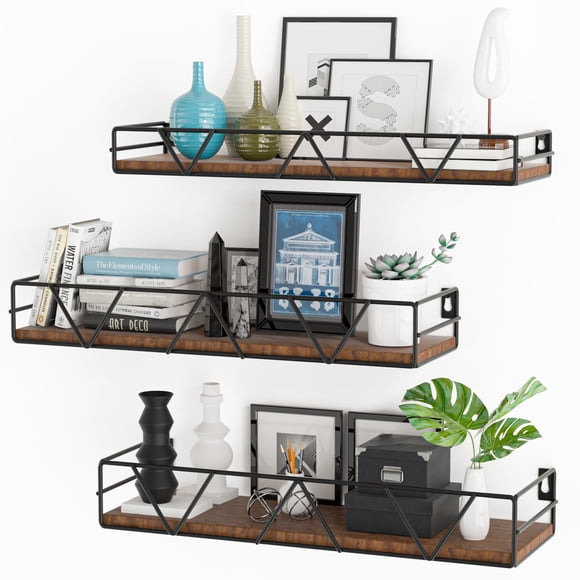 Juego de 3 estantes de pared de madera Floating Shelves Amaoot para el hogar