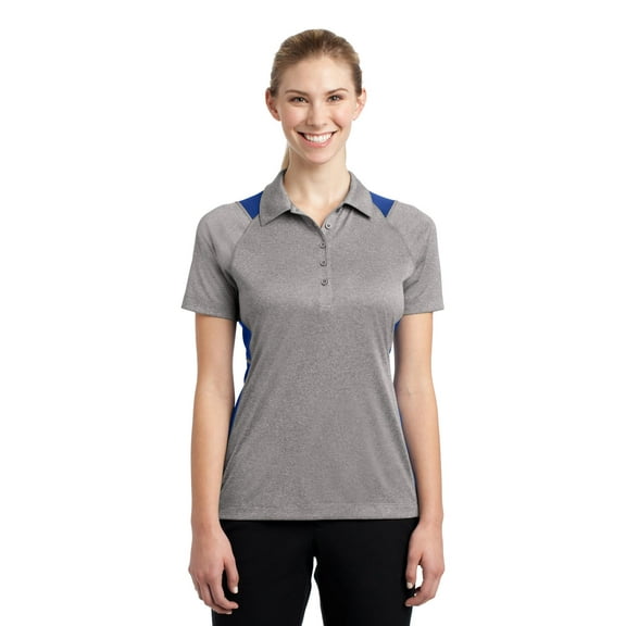 Sport-Tek LST665 Ladies Heather Colorblock Contender Polo, Womens Polo Shirts