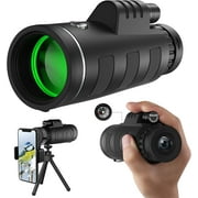 Juyafio 40x60 HD Monocular Telescope for Smartphone with Holder & Tripod,Waterproof Monocular for Day and Night, Perfect for Bird Watching, Wildlife Hunting, Hiking, Travelling,0.5lb