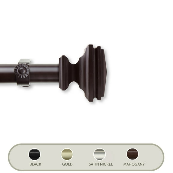 Domovina Pat 1" Curtain Rod-Color:Mahogany,Size:28"-48"