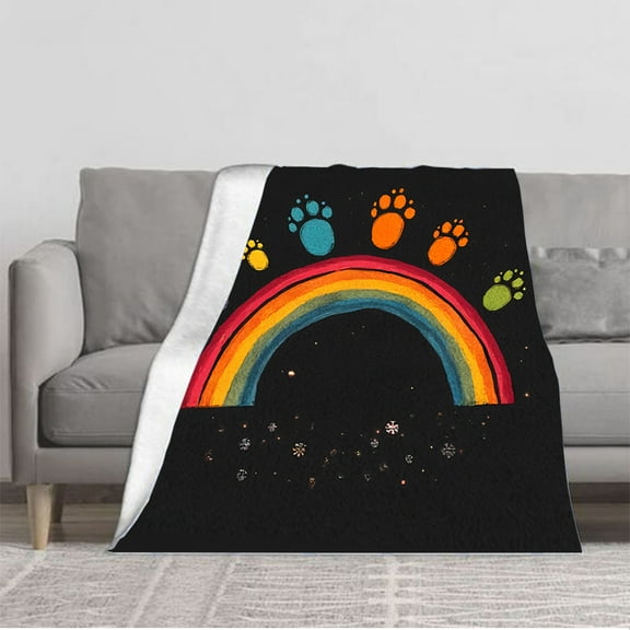 Colorful Rainbow Flannel Blanket with Whimsical Soft Cozy Throw for Sofa Travel Bed and Chair - Durable and Warm Design