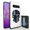 thumbnail image 1 of Galaxy S10+ Case, Duo Shield Slim Wallet Case + Dual Layer Card Holder For Samsung Galaxy S10+ [NOT S10 OR S10e] (Released 2019) Thin Blue Line Skull, 1 of 6