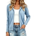 thumbnail image 2 of WQNVRNR Womens Hooded Cardigan- Long Sleeve Casual Zip Up Fall Winter Warm Outerwear Light Blue Size 2XL, 2 of 6