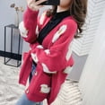 thumbnail image 2 of URTERYSER Women Long Sleeve Knit Cardigan Cartoon Sheep Button Sweater Coat with Pockets Rose Red, 2 of 9