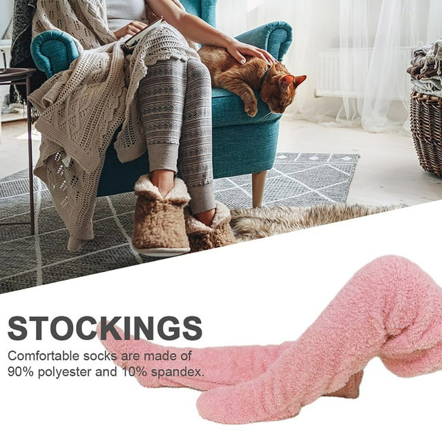 Chaussettes de Sol Ourson pour Femmes Bas Genouillères Chaudes Chaussettes Hautes Bas Bas de compression Rouge
