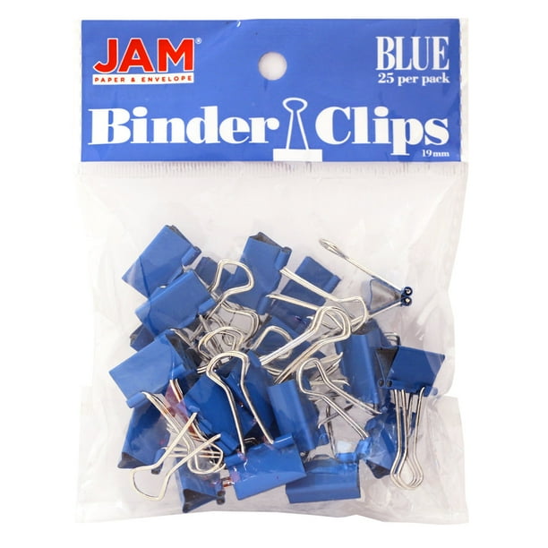 JAM Binder Clips, Blue Binderclips, 25/Pack, Small, 19mm