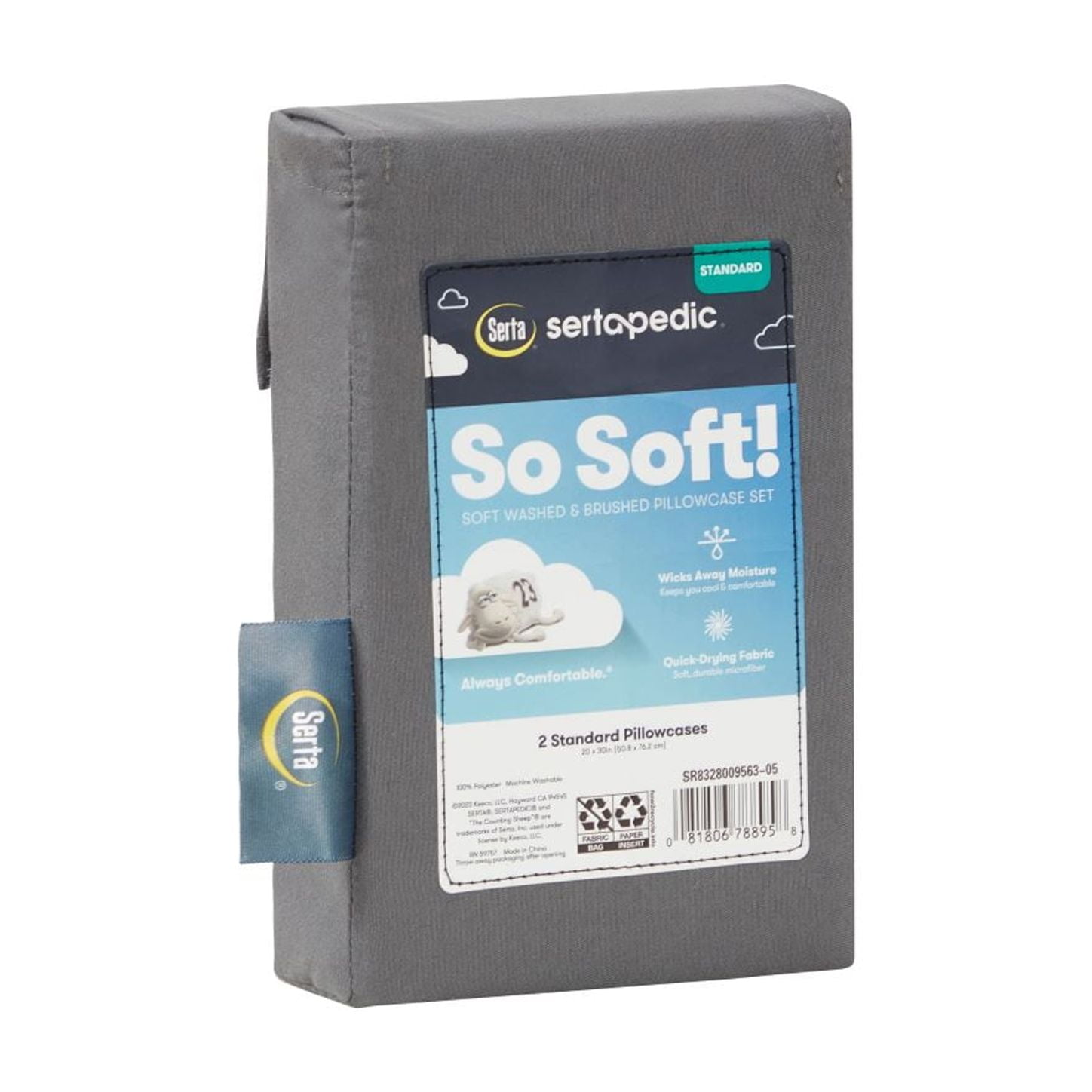 Serta So Soft Dark Gray Pillowcases, Standard/Queen (2 Count)