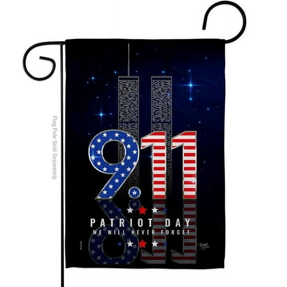 Breeze Decor G120244-BO 13 x 18.5 in. Never Forget Americana Patriot Day Double-Sided Vertical Decorative Garden Flag