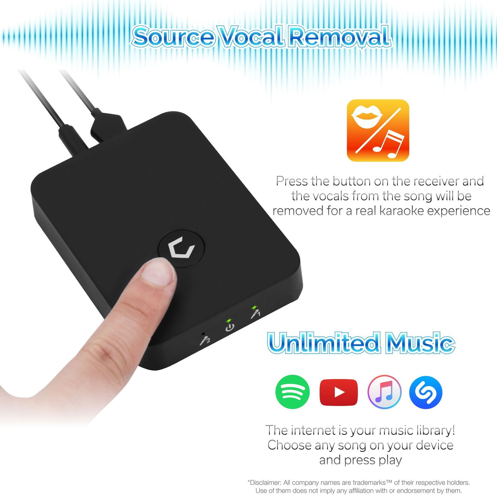 New Model BT Speaker Karaoke Machine Choose Unlimited Music Source from YouTube for iPhone iPad Smartphone Tablet Cobble Pro Wireless Karaoke Microphone 2-pack Mic Source Vocal Removal Technology