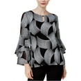 thumbnail image 2 of Alfani Womens Spiral-Sleeve Knit Blouse, Black, X-Small, 2 of 2
