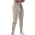 thumbnail image 5 of BiZtdJrK Joggers for Men Zip Ankle Side Elastic Waist Athletic Pants Drawstring Lightweight Training Workout Pant with Pockets Beige M, 5 of 10