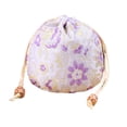 thumbnail image 2 of Brocade Jewelry Drawstring Bag Cute Mini Brocade Portable Leakproof Flower Pattern Storage Pouch Pocket Gift Wrapping Accessories Light Purple, 2 of 9