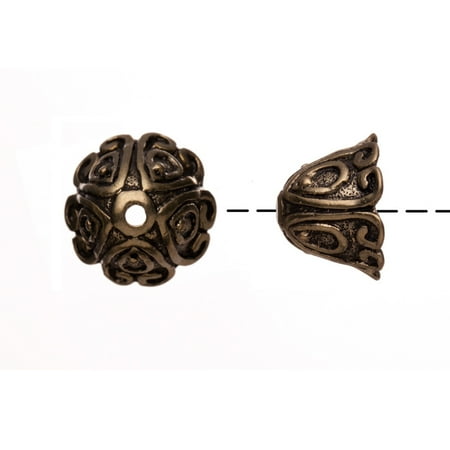 - Bell Shape Curly Filigree Patterned Antique Copper-Plated Bead Cap/Cord End Fits 15-17mm Beads 15x15mm pack of 6pcs (2-Pack Value Bundle), SAVE $1