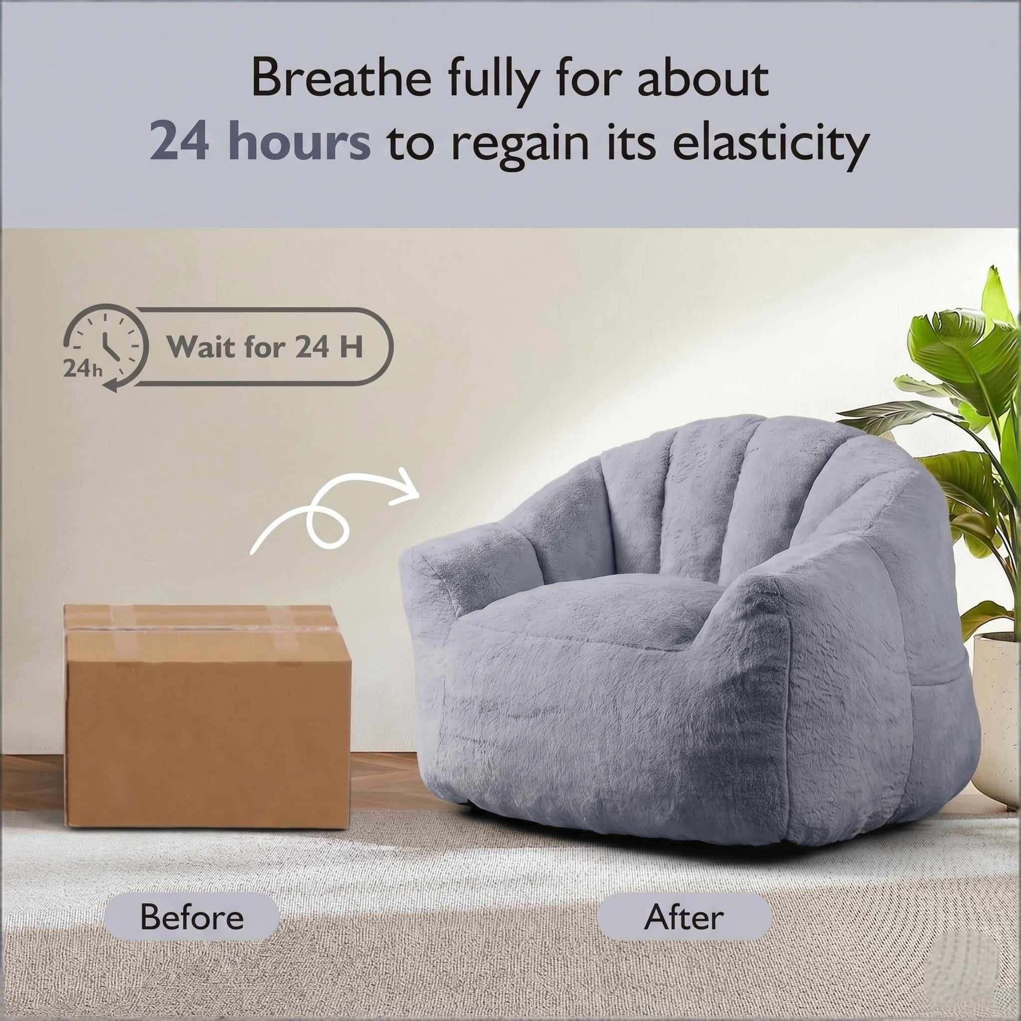 Howcool Bean Bag Chair for Adults, High-Density Foam Stuffed Armrest Lazy Sofa for Living Room Bedroom Reading