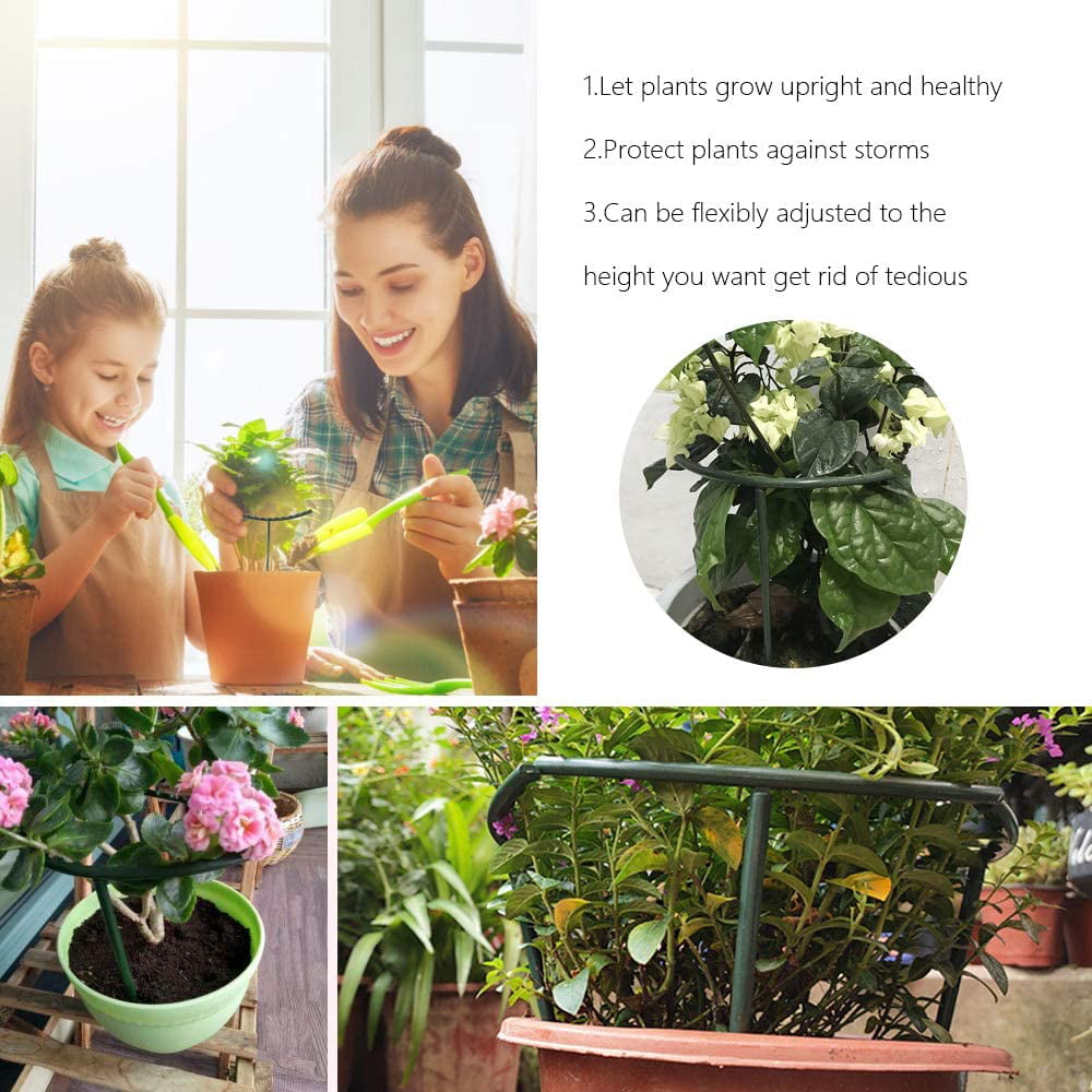 Metal Half Round Plant Support Ring Plastic Plant Cage Holder Flower Pot Climbing Trellis for Small Plant Flower Vegetable,Indoor Leafy Plants 10 Pack Plant Support Plant Stakes 5.7 x 9.8 Inch 