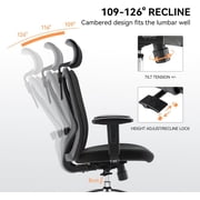 SIHOO M18 Upgraded Wheels Office Chair Ergonomic Desk Chair, Breathable Mesh Design High Back Computer Chair, Adjustable Headrest and Lumbar Support (Light Black)