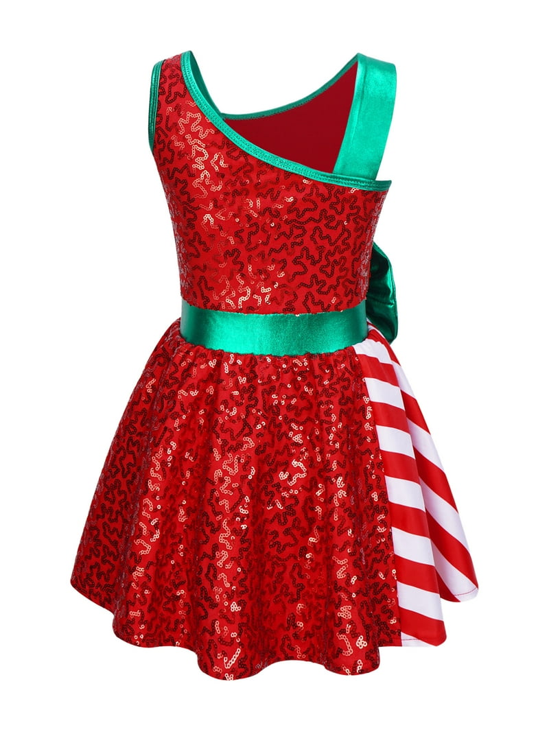 white christmas dresses H630 Trim Up The Tree – Girls Christmas Tree Dance Costume with Sequin Mesh and Feather BOA ISC / 63 Kelly main image 1
