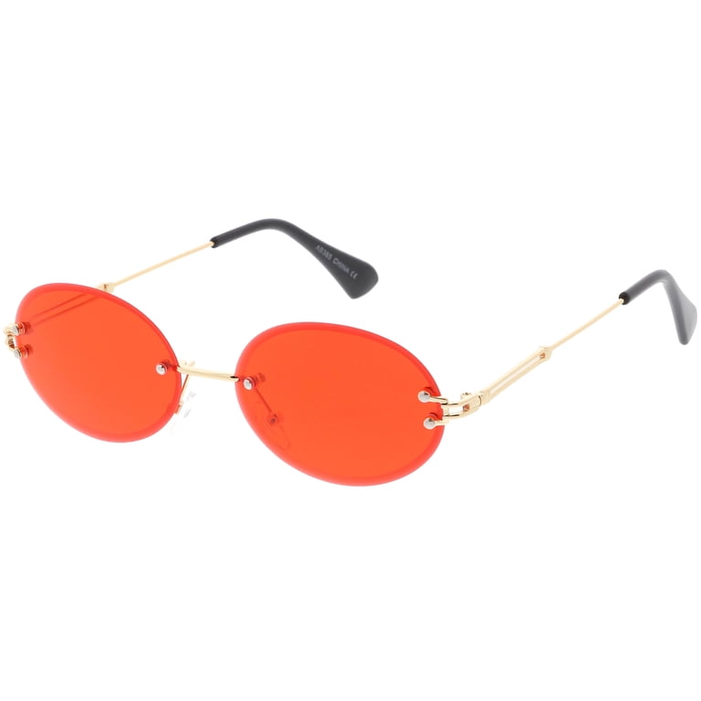 Rimless Oval Sunglasses Slim Metal Arms Color Tinted Neutral  display picture 3