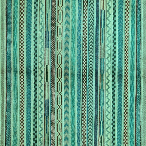 Ahgly Company Indoor Square Southwestern Light Blue Country Area Rugs, 6' Square