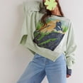 thumbnail image 2 of AJHSAKLt Oversized Sweatshirt for Women Graphic Crewneck Lobster Print Sweatshirts Pullover Fall Tops Crewneck Sweatshirts Women Mint Green, 2 of 6