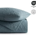thumbnail image 4 of EVERGRACE 100% Cotton Paisley Quilt Set, Queen Size 3 Piece Set – Prewashed Lightweight Bedspread with 2 Shams, Soft & Breathable Matelasse Coverlet for All-Season Comfort, Stormy Blue, 4 of 8