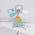 thumbnail image 2 of RKZDSR Green Tassel Letter Keychain, Crystal Drop Glue, Gold Foil, Stone Jewelry, Pendant, Bag, Keychain, 2 of 2