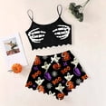 thumbnail image 2 of BOOMNY Halloween Pajamas Women Spooky Skeleton Graphic Sleeveless Tops Shorts Pjs Sets Lightweight Hallowmas Loungewear Nightwear, 2 of 4