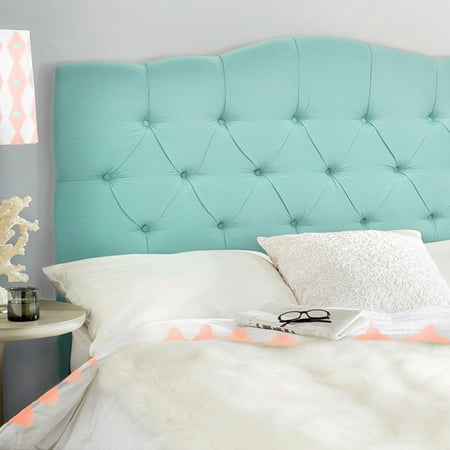 Full Queen Bed Headboard Modern Tufted Fabric Sea Mist