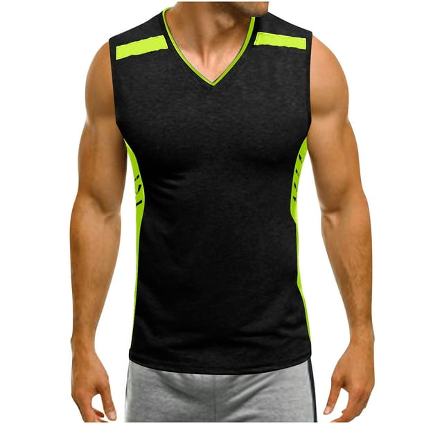 pstuiky Camisetas sin mangas, Camiseta deportiva y casual de cuello redondo de color liso para hombre. Tops elegantes para mujer m