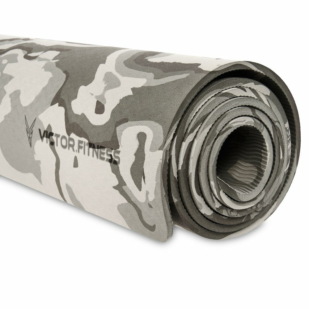 Victor Fitness |Gray Camouflage Yoga Mat + Gray and Black Waist Trimmer