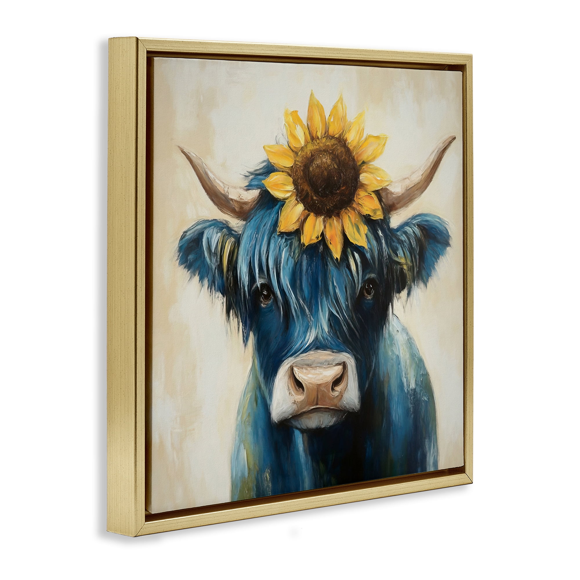 Stupell Industries Pastoral Sunflower Highland Gold Framed Floater Canvas Wall Art, design by Tina LeCour